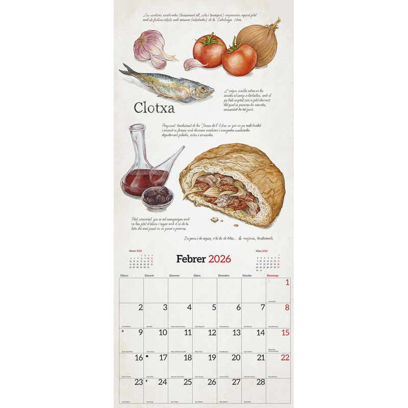 CALENDARI CUINA TRADICIONAL CATALANA 2026