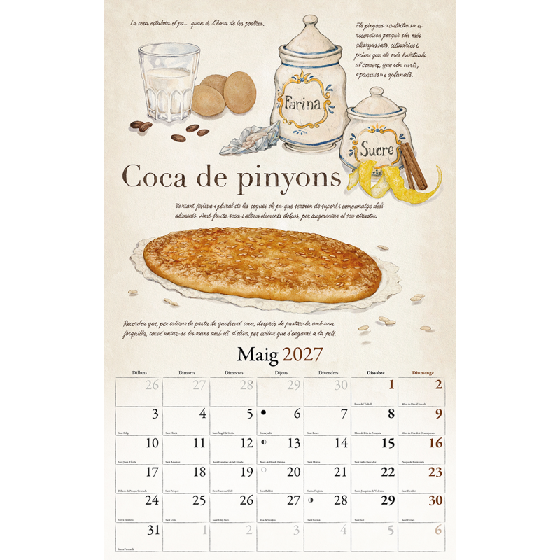 CALENDARIO COCINA TRADICIONAL CATALANA 2027